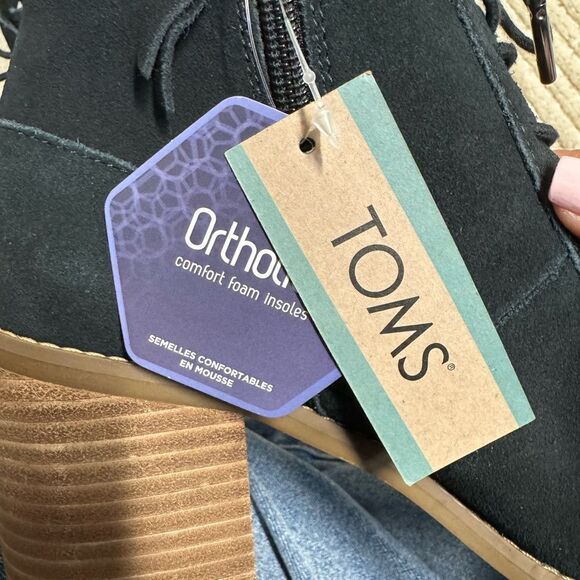 TOMS Evelyn Heeled Black Suede Boot Size 6.5 - Picture 8 of 12